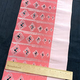 Heavy Thick Pink, Silver, Black, Blush Vintage Kimono Obi Silk from Japan By the Half Yard #774