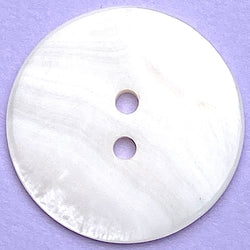 Re-Stocked, White River Shell 7/8"-15/16" Iridescent Pearl Shell Round 2-Hole Buttons, 22/23mm, $.75 each.   # LP-73
