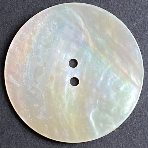 Running Low, Moonrise 1- 3/4" Mother of Pearl Shell, Iridescent, X-Large 2-Hole 45mm Button  #D-010