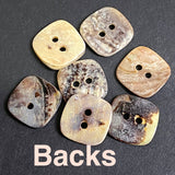 Square 2-Hole Moonrise Mother of Pearl 11/16" Iridescent Button 18mm, Pack of 10, #KB-935-10