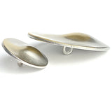 Asymmetrical Silver-Gold Flying Saucer, Smaller, 7/8" /23mm Oval-ish Metal Button #SK-943