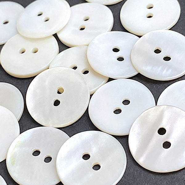 Bulk Deal, Off- White Lustrous Shell 11/16" 2-hole 18mm with Butterscotch Backs, Pack of 60, #KB-965