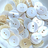 Bulk Deal, Off- White Lustrous Shell 11/16" 2-hole 18mm with Butterscotch Backs, Pack of 60, #KB-965