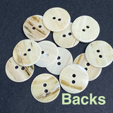 Bulk Deal, Off- White Lustrous Shell 11/16" 2-hole 18mm with Butterscotch Backs, Pack of 60, #KB-965