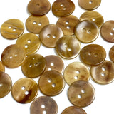 Semi-Clear Brown Mix, 9/16" Shell Buttons from Japan, EIGHTEEN for $7.50  #KB-954