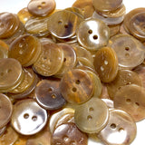 Semi-Clear Brown Mix, 9/16" Shell Buttons from Japan, EIGHTEEN for $7.50  #KB-954