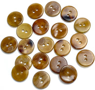 Semi-Translucent Brown Mix, 1/2" Horn-Like Shell Buttons from Japan, EIGHTEEN for $7.50  #KB-967
