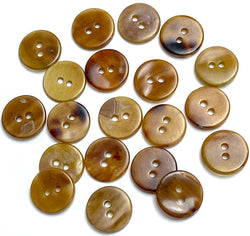 Semi-Translucent Brown Mix, 1/2" Horn-Like Shell Buttons from Japan, EIGHTEEN for $7.50  #KB-967