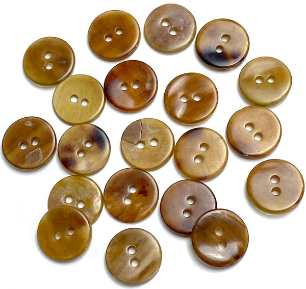 Semi-Translucent Brown Mix, 1/2" Horn-Like Shell Buttons from Japan, EIGHTEEN for $7.50  #KB-967