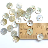 Small Moonrise Mother of Pearl Shell, 7/16" Iridescent 2-Hole 11mm, Pack of 60,  #KB-955-60