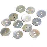 Small Moonrise Mother of Pearl Shell, 7/16" Iridescent 2-Hole 11mm, Pack of 60,  #KB-955-60