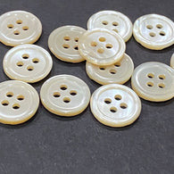 Re-Stocked Pastel Golden Beige Lustre, 4-Hole Rimmed Pearl Shell Buttons 13mm / 1/2" / 20L, Pack of 24  #KB-943