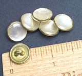 White + GOLD Faux Pearl Western Shirt Buttons Not Snaps, Shank Back 13mm / 1/2", Pack of 20 #KB-944
