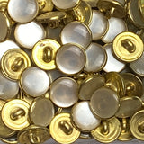 White + GOLD Faux Pearl Western Shirt Buttons Not Snaps, Shank Back 13mm / 1/2", Pack of 20 #KB-944