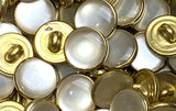 White + GOLD Faux Pearl Western Shirt Buttons Not Snaps, Shank Back 13mm / 1/2", Pack of 20 #KB-944