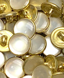 White + GOLD Faux Pearl Western Shirt Buttons Not Snaps, Shank Back 13mm / 1/2", Pack of 20 #KB-944