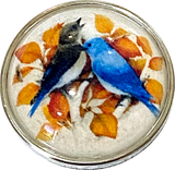 Last One, Bluebirds 1-1/2" Artisan Crystal Button, by Susan Clarke #1174