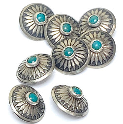 Re-Stocked, 5/8" Semi-Rustic Mesa Sunflower with 'Turquoise' Shank Back Southwest Button USA-Made #SW-96