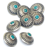 Re-Stocked, 5/8" Semi-Rustic Mesa Sunflower with 'Turquoise' Shank Back Southwest Button USA-Made #SW-96