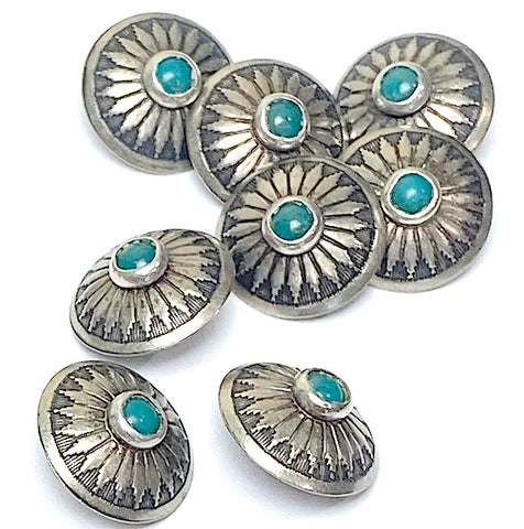 Re-Stocked, 5/8" Semi-Rustic Mesa Sunflower with 'Turquoise' Shank Back Southwest Button USA-Made #SW-96