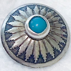 5/8" Semi-Rustic Mesa Sunflower with 'Turquoise' Shank Back Southwest Button USA-Made #SW-96