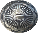 STERLING Silver 'Sunburst' Oval 1-3/8" x 1-1/8", Concho w. BELT SLIDE  #SW-432