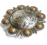 Silver/Gold Telluride Pico Berry Extra Large Engraved Concho 3" Screwback  #CC-120