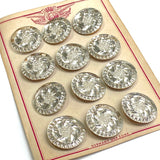 12 Vintage Mirror Glass Crystal Flower Buttons 1" Germany 1930's?  #VB-31