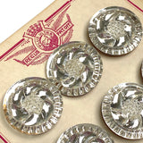 12 Vintage Mirror Glass Crystal Flower Buttons 1" Germany 1930's?  #VB-31