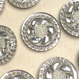 12 Vintage Mirror Glass Crystal Flower Buttons 1" Germany 1930's?  #VB-31