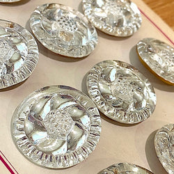 12 Vintage Mirror Glass Crystal Flower Buttons 1" Germany 1930's?  #VB-31
