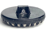 6 Vintage Glass, Black/Gunmetal Star-Flower Button 15/16" Germany, 23mm Shank Back 1940's? Set of Six #VB-32