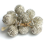 12 Vintage Glass, Silver Beaded Ball Buttons from Japan, 9/16" Sparkly Rounds, Set of Twelve #VB-33