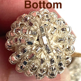 12 Vintage Glass, Silver Beaded Ball Buttons from Japan, 9/16" Sparkly Rounds, Set of Twelve #VB-33