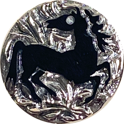 Black Horse Czech Glass, Card of 24 Vintage 11/16" Shank Back Buttons #VB-34
