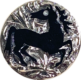 Black Horse Czech Glass, Card of 24 Vintage 11/16" Shank Back Buttons #VB-34