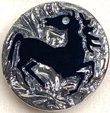 Black Horse Czech Glass, Card of 24 Vintage 11/16" Shank Back Buttons #VB-34