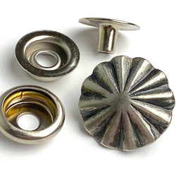 SNAP BACK Southwest Repousse 3/4" Nickel Silver Concho SNAPS (4 pieces total). #SW-220