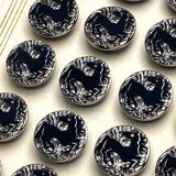 Black Horse Czech Glass, Card of 24 Vintage 11/16" Shank Back Buttons #VB-34