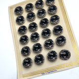 Black Horse Czech Glass, Card of 24 Vintage 11/16" Shank Back Buttons #VB-34