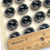 Black Horse Czech Glass, Card of 24 Vintage 11/16" Shank Back Buttons #VB-34