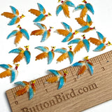 Tropical Bird Hand-Painted Plastic Vintage Flat-Back Embellishment from Japan, 3/4" Pack of 20 #VB-35