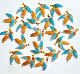 Tropical Bird Hand-Painted Plastic Vintage Flat-Back Embellishment from Japan, 3/4" Pack of 20 #VB-35