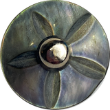 SIX Iridescent Gray Vintage Shell "Starflower" Buttons 3/4", Shank Back, Pack of 6, #VB-36