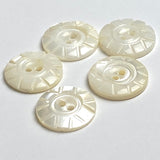 Bulk Deal, 72 Vintage Shell Buttons 5/8" Six Carved V's 15mm, Natural Off-White, #VB-37
