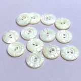 Bulk Deal, 72 Vintage Shell Buttons 5/8" Six Carved V's 15mm, Natural Off-White, #VB-37