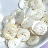 Bulk Deal, 72 Vintage Shell Buttons 5/8" Six Carved V's 15mm, Natural Off-White, #VB-37