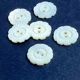 Last Ones, Flower Shape 5/8" 2-Hole Pearl Shell Button, Pack of SIX #683