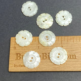 Vintage White Pearly Flower Shell Buttons 3/4" 8 Petals 19mm, Natural Off-White, Pack of SIX #VB-38