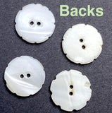 Vintage White Pearly Flower Shell Buttons 3/4" 8 Petals 19mm, Natural Off-White, Pack of SIX #VB-38